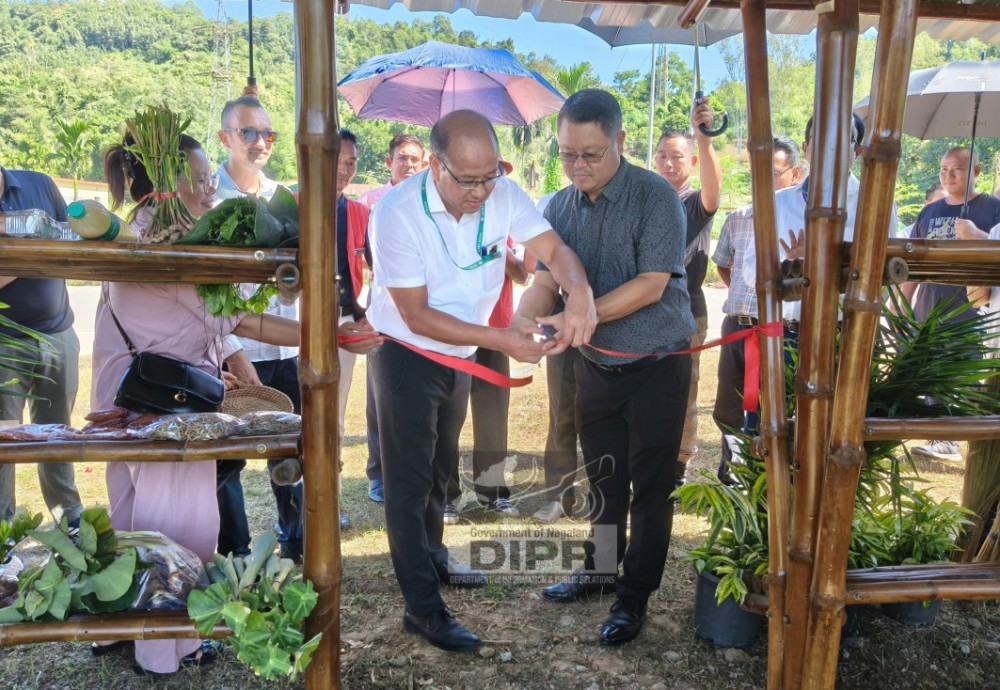 DC Chümoukedima Polan John inaugurates 20 bamboo market stalls at Kukidolong, New Medziphema and Medziphema on September 25, with support from IDBI Bank. (DIPR Photo)
